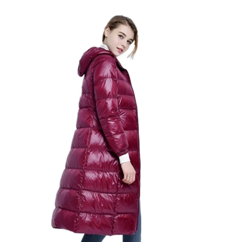Women's autumn and winter hooded White duck down down jacket thin section slim long section female warm coat A173
Women's autumn and winter hooded White duck down down jacket thin section slim long section female warm coat A173