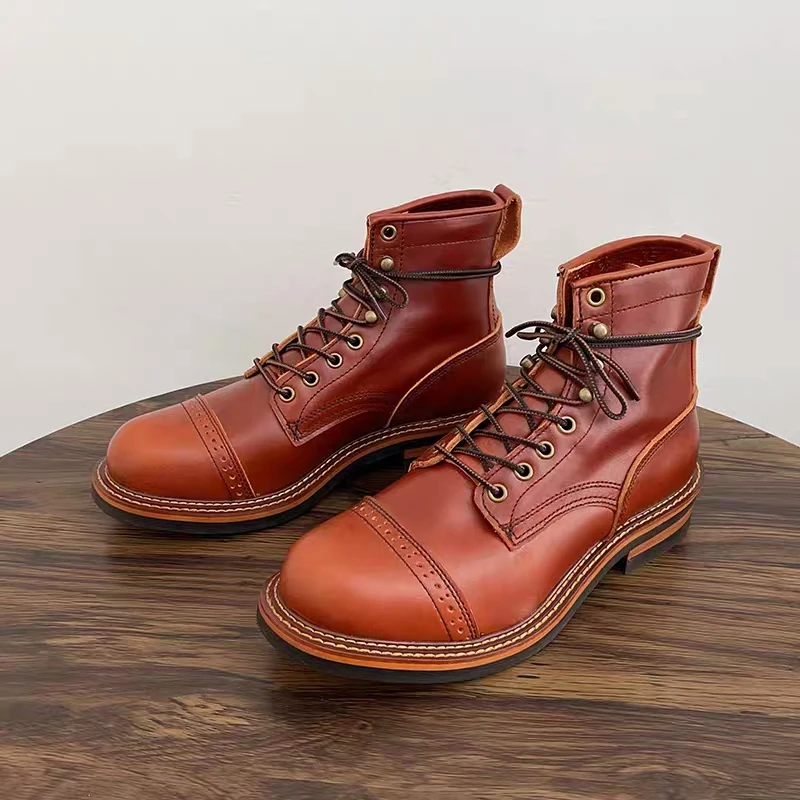 Handmade Autumn Winter Vintage British Men Cow Leather Ankle Boots Lace-up High Quality Platform Boots Tooling Motorcycle Boots
Handmade Autumn Winter Vintage British Men Cow Leather Ankle Boots Lace-up High Quality Platform Boots Tooling Motorcycle Boots