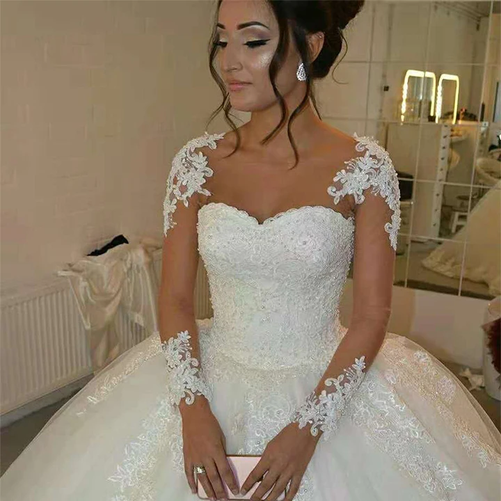 WAJY 2020 Long Sleeve Vestido De Noiva Lace Gowns Wedding Dresses Custom-made Plus Size Bridal Tulle Mariage
WAJY 2020 Long Sleeve Vestido De Noiva Lace Gowns Wedding Dresses Custom-made Plus Size Bridal Tulle Mariage