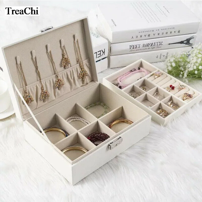 Dual Layer Portable Travel Jewelry Box Organizer Leather Ornaments Case Rings Earrings Necklaces Bracelets Pendants Storage Box
Dual Layer Portable Travel Jewelry Box Organizer Leather Ornaments Case Rings Earrings Necklaces Bracelets Pendants Storage Box