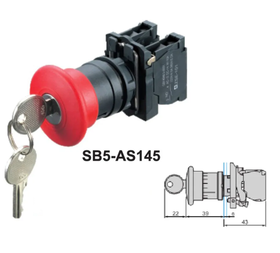 XB5-AS145 Waterproof Emergency Stop Mushroom Head Push Button Switch Spring Return
XB5-AS145 Waterproof Emergency Stop Mushroom Head Push Button Switch Spring Return