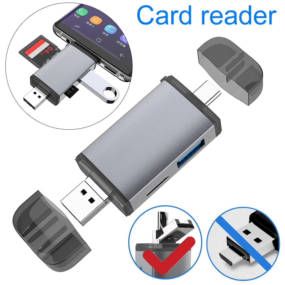 Card Reader USB 2.0 TypeC 6-in-1 OTG Card Adapter USB + TF + SD SDHC SDXC Fit for Macb00k / Mobile Phones
Card Reader USB 2.0 TypeC 6-in-1 OTG Card Adapter USB + TF + SD SDHC SDXC Fit for Macb00k / Mobile Phones