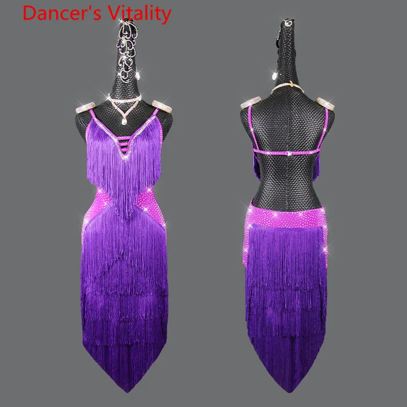 Latin Dance Competition Dresses for Women Latin Dancing Fringed AB Stones Dress High-End Custom Adult Child Chacha Clothing
Latin Dance Competition Dresses for Women Latin Dancing Fringed AB Stones Dress High-End Custom Adult Child Chacha Clothing