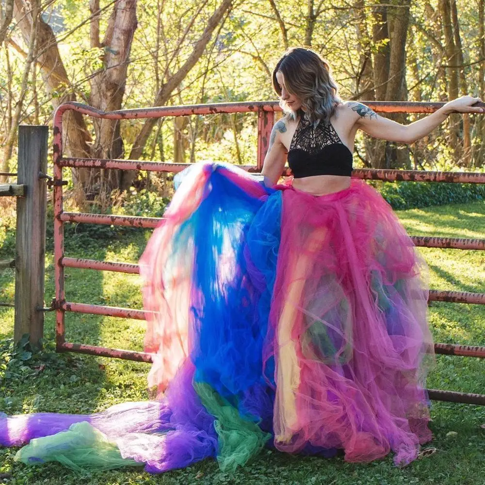 Chic Rainbow Puffy Long Tulle Skirts Women Pretty Colored Mesh Tulle Bridal Skirts With Train A-line Elastic Maxi Skirt
Chic Rainbow Puffy Long Tulle Skirts Women Pretty Colored Mesh Tulle Bridal Skirts With Train A-line Elastic Maxi Skirt