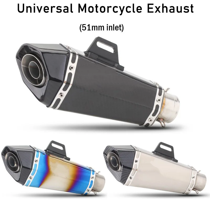 51mm Inlet Universal Motocross Motorcycle Exhaust Muffler for FZ1 R6 R15 R3 ZX6R ZX10 Z900 CBR1000 GSXR1000 650 K7
51mm Inlet Universal Motocross Motorcycle Exhaust Muffler for FZ1 R6 R15 R3 ZX6R ZX10 Z900 CBR1000 GSXR1000 650 K7