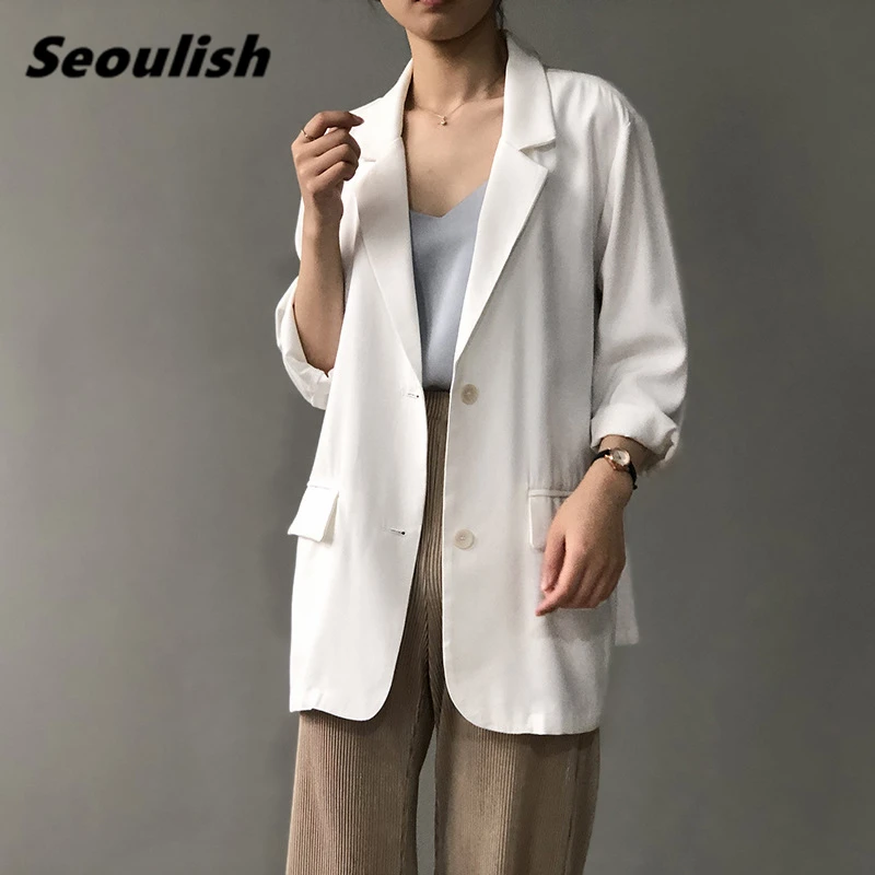 Seoulish New 2021 Summer Casual Single Breasted Loose Women's Blazers Pocket Female Formal Jackets Elegant Outerwear Chic Tops
Seoulish New 2021 Summer Casual Single Breasted Loose Women's Blazers Pocket Female Formal Jackets Elegant Outerwear Chic Tops