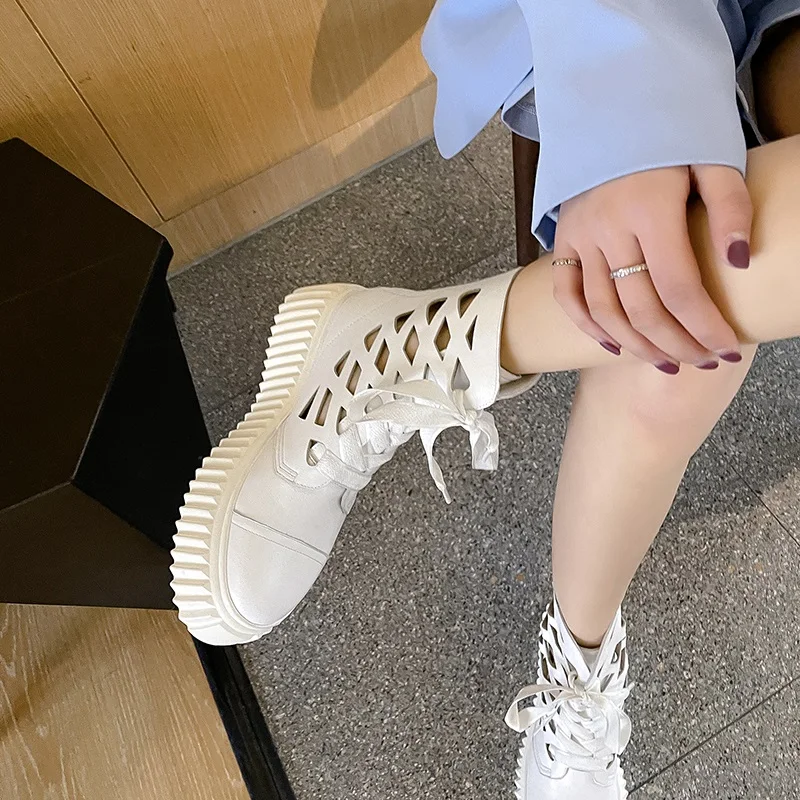 MEZEREON Platform Boots Cow Leather Cut-Outs Summer Shoes Cross-Tied Women Gladiator Footwear Zapatos Mujer
MEZEREON Platform Boots Cow Leather Cut-Outs Summer Shoes Cross-Tied Women Gladiator Footwear Zapatos Mujer