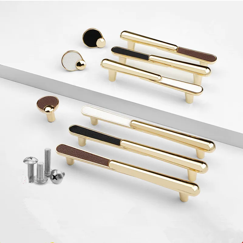 Gold Furniture Handle Leather Kitchen Cabinet Pulls Cupboard Drawer Knobs Aluminum Door Hardware
Gold Furniture Handle Leather Kitchen Cabinet Pulls Cupboard Drawer Knobs Aluminum Door Hardware