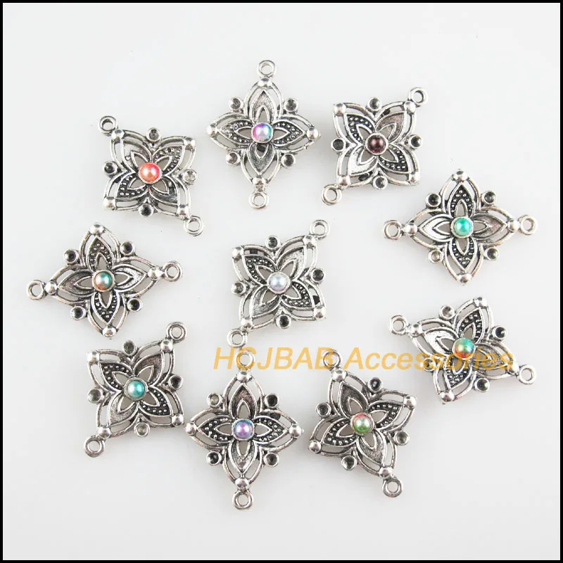 10Pcs Tibetan Silver Tone Flower Mixed Acrylic Carambola Charms Connectors 21x28mm
10Pcs Tibetan Silver Tone Flower Mixed Acrylic Carambola Charms Connectors 21x28mm