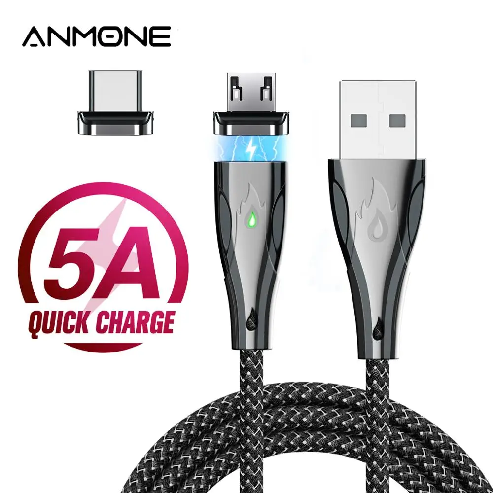 ANMONE Type C Magnetic Cable Micro USB Magnet Phone Cable Zinc Alloy 5A Fast Charging for Mobile Phone Cord
ANMONE Type C Magnetic Cable Micro USB Magnet Phone Cable Zinc Alloy 5A Fast Charging for Mobile Phone Cord