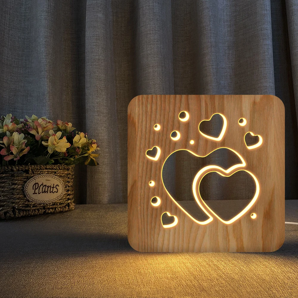 Heart Stars Moon Love 3D LED Wooden Night Light Hollow Table Lamp USB Power Desk Lights For Baby Kids Birthday Gift
Heart Stars Moon Love 3D LED Wooden Night Light Hollow Table Lamp USB Power Desk Lights For Baby Kids Birthday Gift