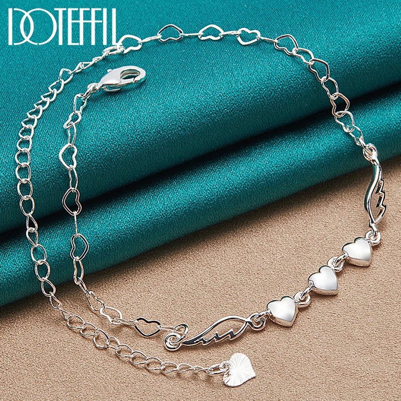 DOTEFFIL 925 Sterling Silver 24K Gold Full Heart Chain Bracelet For Woman Charm Wedding Engagement Party Fashion Jewelry
DOTEFFIL 925 Sterling Silver 24K Gold Full Heart Chain Bracelet For Woman Charm Wedding Engagement Party Fashion Jewelry
