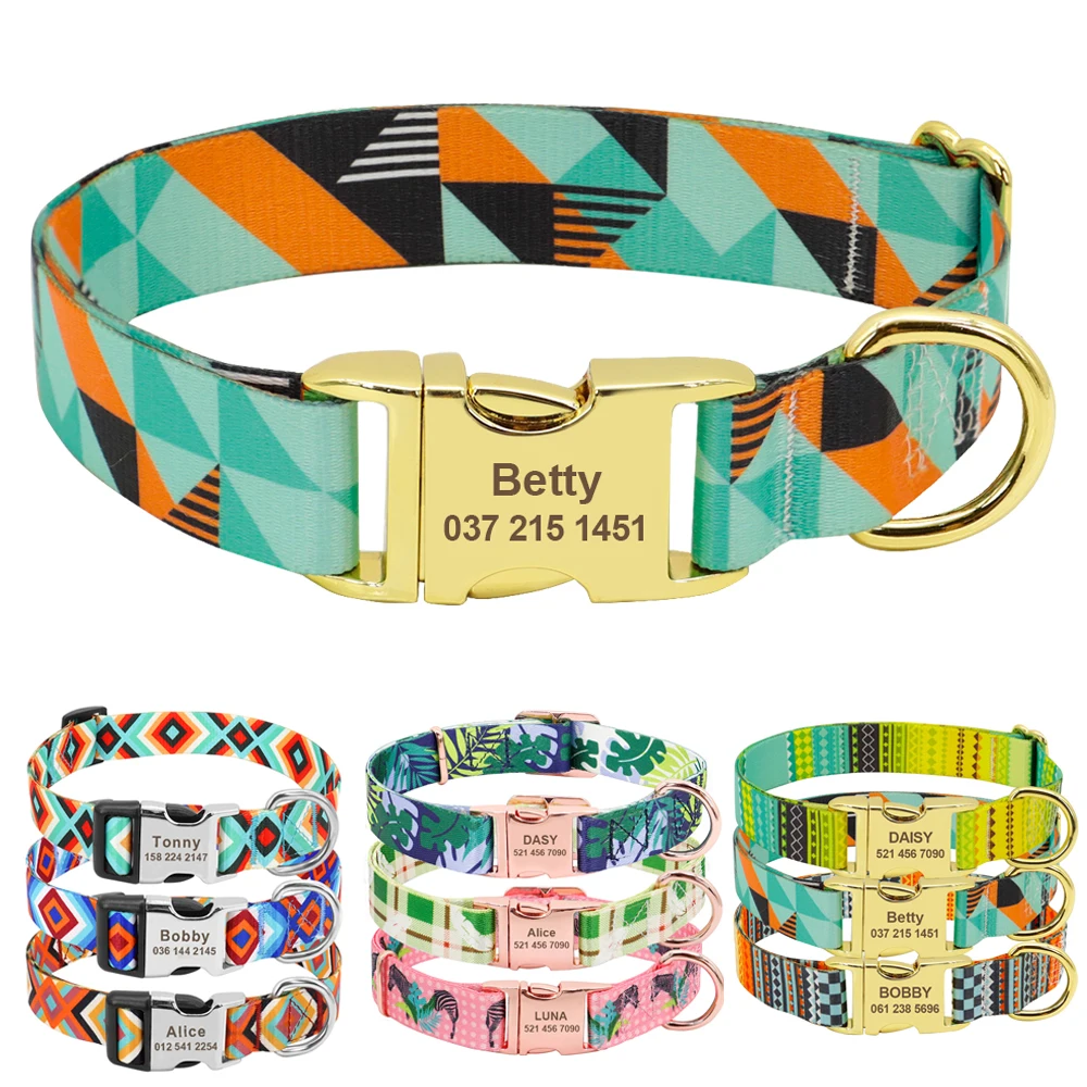 Fashion Custom Dog Collar Nylon Print Personalized Pet Collar Puppy Dog ID Collars Free Engraved ID for Small Medium Large Dogs
Fashion Custom Dog Collar Nylon Print Personalized Pet Collar Puppy Dog ID Collars Free Engraved ID for Small Medium Large Dogs