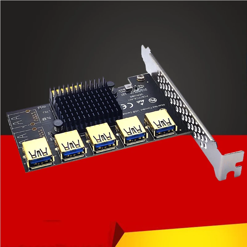 PCIE 1 to 5 Riser Adapter PCIE X1 to USB 3.0 Multiplier PCI Express Riser Card For Graphic Card Bitcoin Miner Mining Add On Card
PCIE 1 to 5 Riser Adapter PCIE X1 to USB 3.0 Multiplier PCI Express Riser Card For Graphic Card Bitcoin Miner Mining Add On Card