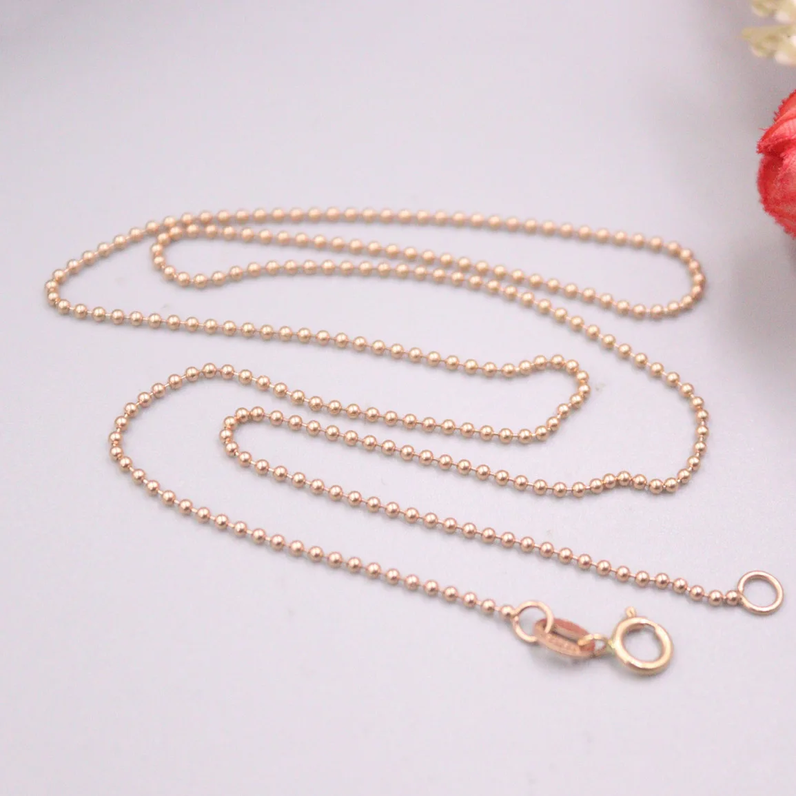 Real 18K Rose Gold Chain For Women Female 1.0mm Small Beads Gold Chain Necklace 40cm Length Au750
Real 18K Rose Gold Chain For Women Female 1.0mm Small Beads Gold Chain Necklace 40cm Length Au750