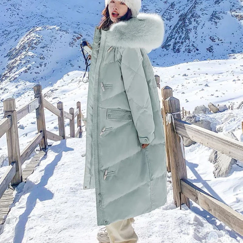 2021 New Winter Mid-length White Duck Down Over-the-knee Coat Women's Solid Color Winter Hooded Fox Fur Collar Down Jacket KJ124
2021 New Winter Mid-length White Duck Down Over-the-knee Coat Women's Solid Color Winter Hooded Fox Fur Collar Down Jacket KJ124