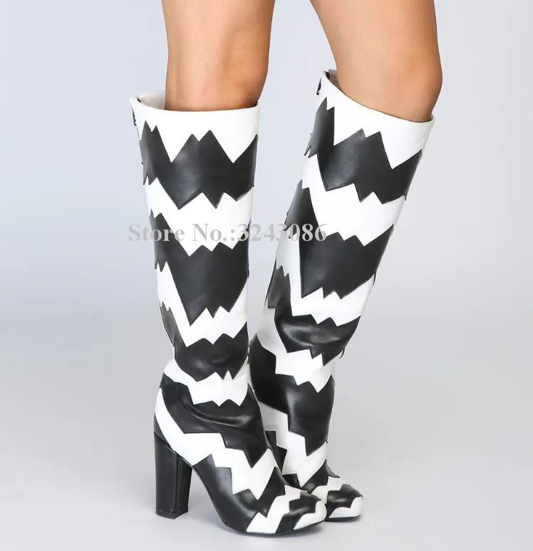 New Black White Leather Mixed Color Chunky Heel Long Boots Women Sexy Round Toe Thick Heel Back Zipper Near Knee High Boots Lady
New Black White Leather Mixed Color Chunky Heel Long Boots Women Sexy Round Toe Thick Heel Back Zipper Near Knee High Boots Lady