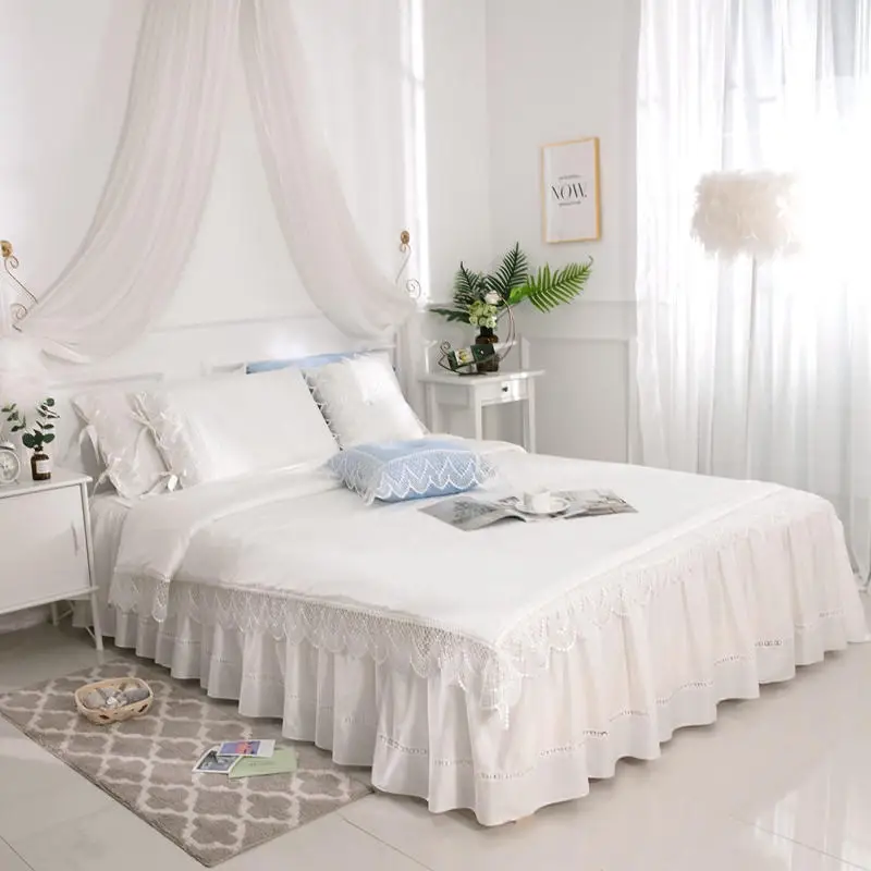 Snow White Bedding Set Korean Style Lace Princess Wedding Home Textile Solid Color Duvet Cover Bedskirt Sheet Pillowcases Cotton
Snow White Bedding Set Korean Style Lace Princess Wedding Home Textile Solid Color Duvet Cover Bedskirt Sheet Pillowcases Cotton