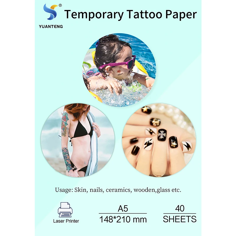 40 Sheets Blank Water Transfer Tattoo Paper A5 Printable Tattoo Paper for Laser Printer DIY Image Transfer Sheet for Body Skin
40 Sheets Blank Water Transfer Tattoo Paper A5 Printable Tattoo Paper for Laser Printer DIY Image Transfer Sheet for Body Skin