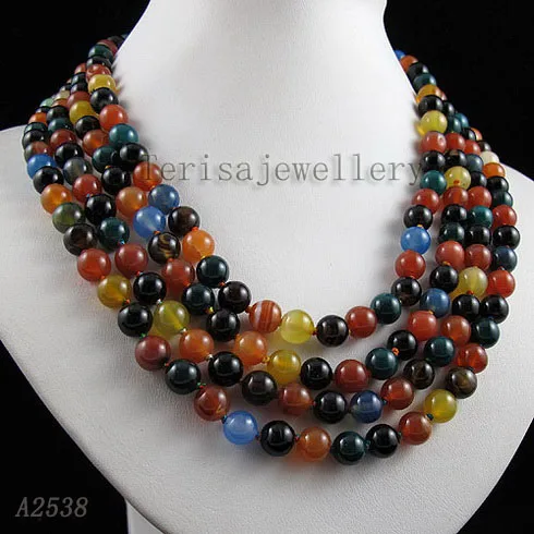 New Multicolor Agates Necklace 4 Rows 8mm Round Real Gem-stone Jewelry 45cm-53cm Perfect Choker Necklace Charming Women Gift
New Multicolor Agates Necklace 4 Rows 8mm Round Real Gem-stone Jewelry 45cm-53cm Perfect Choker Necklace Charming Women Gift