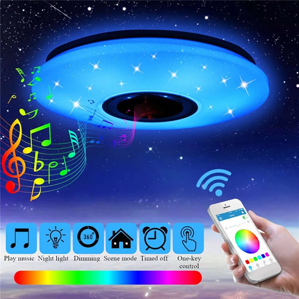 Modern LED RGB Ceiling Lights for Living Room Music Ceiling Lamp With Bluetooth Speaker Dimmable Bedroom Indoor Ceiling Lighting
Modern LED RGB Ceiling Lights for Living Room Music Ceiling Lamp With Bluetooth Speaker Dimmable Bedroom Indoor Ceiling Lighting