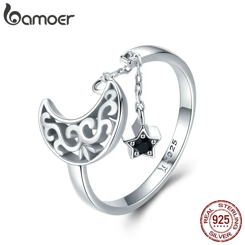BAMOER Genuine 925 Sterling Silver Moon And Star Long Chain Star Adjustable Finger Ring for Women Sterling Silver Jewelry SCR479
BAMOER Genuine 925 Sterling Silver Moon And Star Long Chain Star Adjustable Finger Ring for Women Sterling Silver Jewelry SCR479