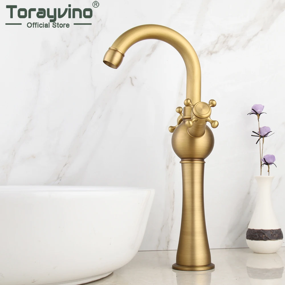Torayvino Tall Antique Brass Bathroom Faucet Basin Sink Dual Handle Deck Mounted Bath Faucet Wahenbasin Hot And Cold Water Tap
Torayvino Tall Antique Brass Bathroom Faucet Basin Sink Dual Handle Deck Mounted Bath Faucet Wahenbasin Hot And Cold Water Tap