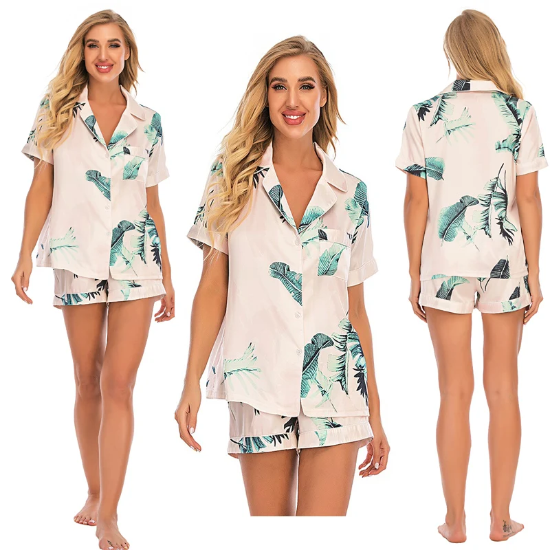 Button-down Ladies Pajama Set Satin Silk Pajamas Short Sleeve Top Shorts Womens Lounge Wear Home Suit Plus Size Nightwear Set
Button-down Ladies Pajama Set Satin Silk Pajamas Short Sleeve Top Shorts Womens Lounge Wear Home Suit Plus Size Nightwear Set