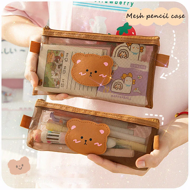 Kawaii Transparen Bear Mesh Pencil Bag Pens Pouch Storage Case Brush Holder Big Capacity Kids Birthday Gift School Stationery
Kawaii Transparen Bear Mesh Pencil Bag Pens Pouch Storage Case Brush Holder Big Capacity Kids Birthday Gift School Stationery