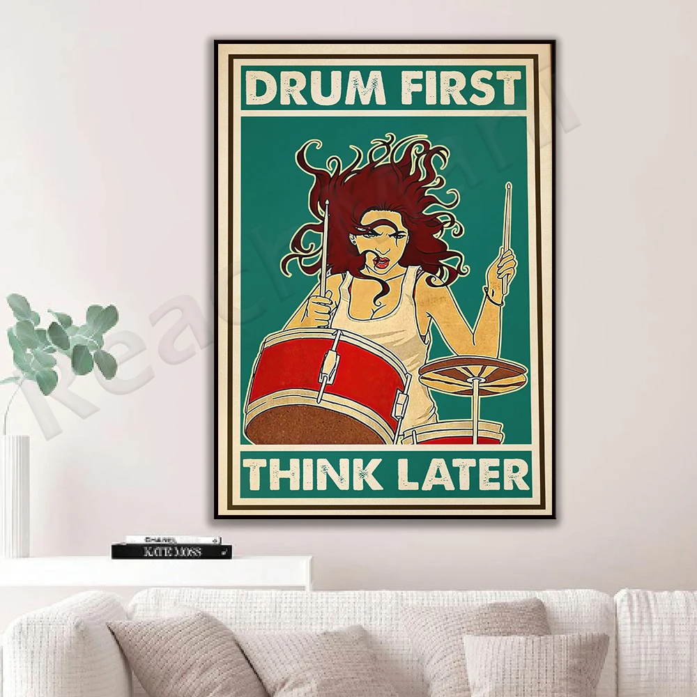 Retro drum think first poster, drummer girl poster, drum wall art, drummer men gift, music poster, music room wall art poster
Retro drum think first poster, drummer girl poster, drum wall art, drummer men gift, music poster, music room wall art poster