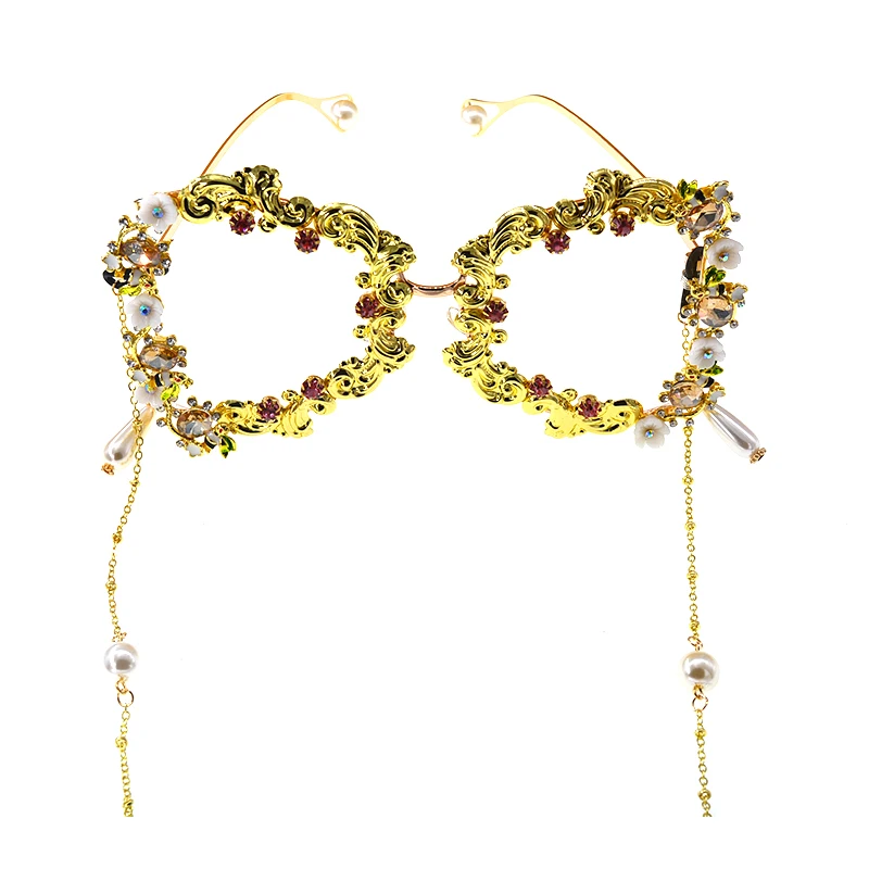 Personality Oval Sunglasses Women Trendy Fashion Ladies Cool Outdoor Transparent Lens Crystal Flower Frame Chain Sunglasses
Personality Oval Sunglasses Women Trendy Fashion Ladies Cool Outdoor Transparent Lens Crystal Flower Frame Chain Sunglasses