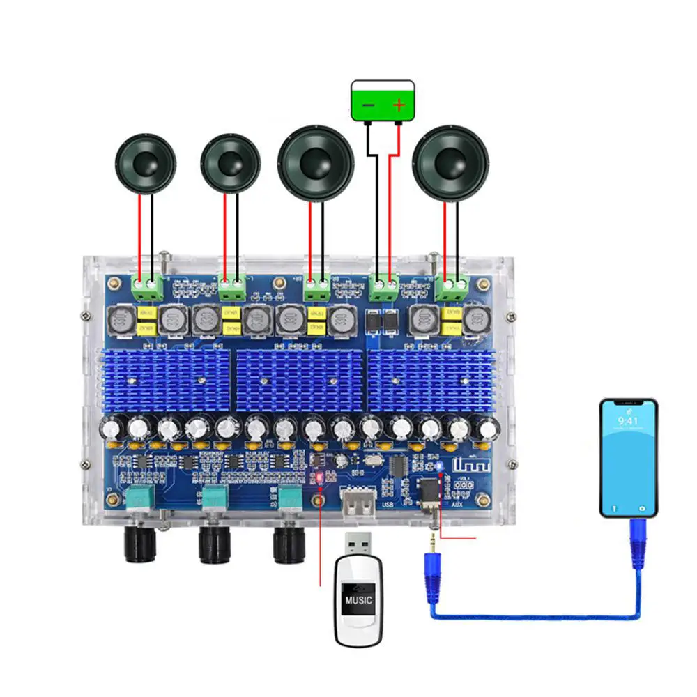 XH-A310 Bluetooth 5.0 TDA3116D2 Digital Amplifier Board Four-Channel Dual Bass Dual Stereo 2*50W+2*100W Audio Amplifiers
XH-A310 Bluetooth 5.0 TDA3116D2 Digital Amplifier Board Four-Channel Dual Bass Dual Stereo 2*50W+2*100W Audio Amplifiers