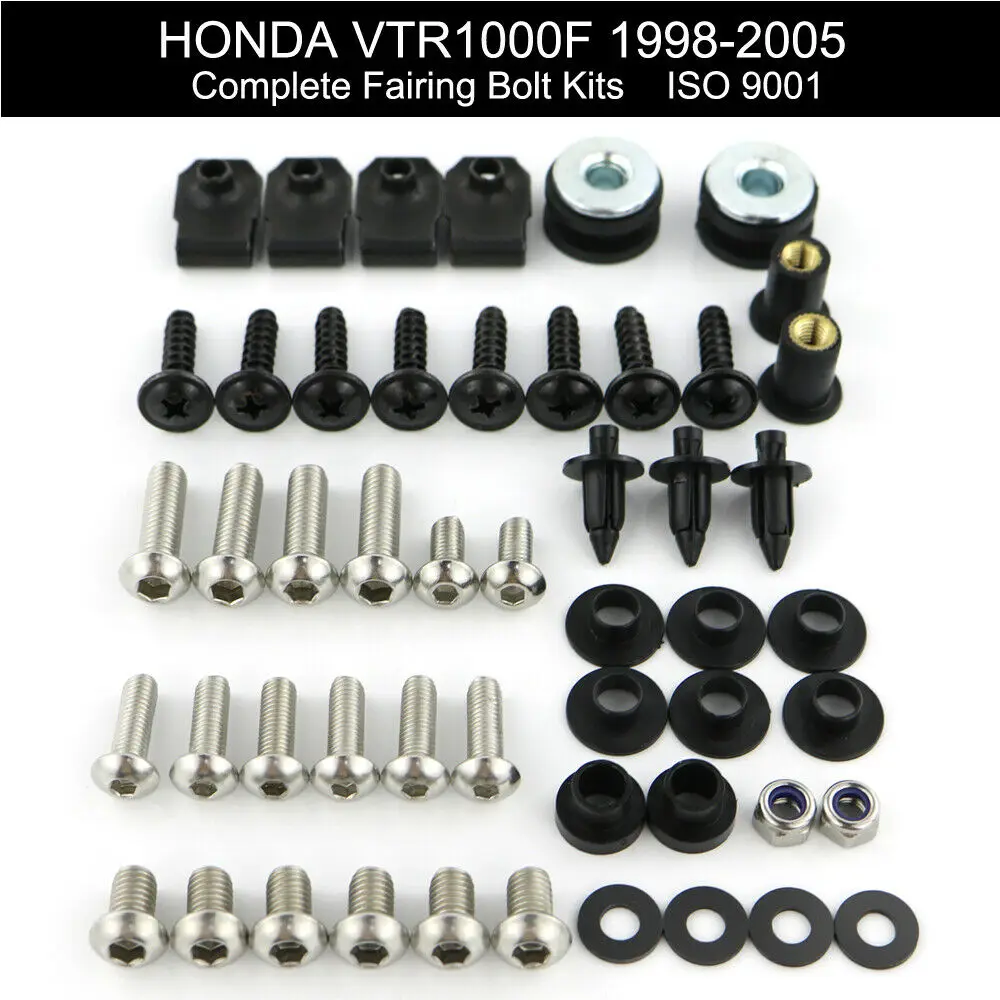 Fit For Honda VTR 1000F 1998-2005 VTR1000F Motorcycle Complete Full Fairing Bolts Kit Nut Covering Screws Clips Stainless Steel
Fit For Honda VTR 1000F 1998-2005 VTR1000F Motorcycle Complete Full Fairing Bolts Kit Nut Covering Screws Clips Stainless Steel