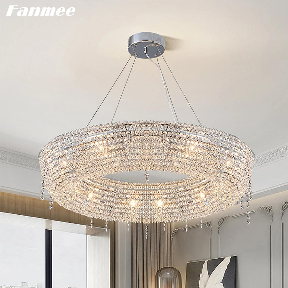 Modern LED Crystal Chandelier Lighting Round Clear Crystal Hanging Pendant Lamp Home Living Room Bedroom Luxury Light Fixture
Modern LED Crystal Chandelier Lighting Round Clear Crystal Hanging Pendant Lamp Home Living Room Bedroom Luxury Light Fixture