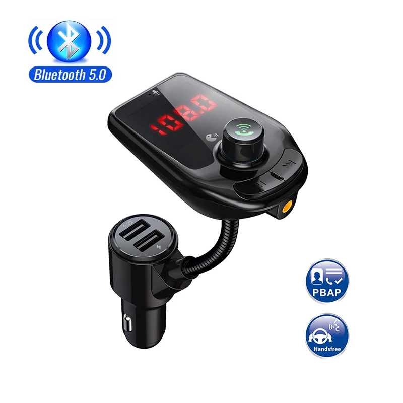 FM-трансмиттер автомобильный с поддержкой Bluetooth 5,0 и 2-мя USB-портами
FM-трансмиттер автомобильный с поддержкой Bluetooth 5,0 и 2-мя USB-портами