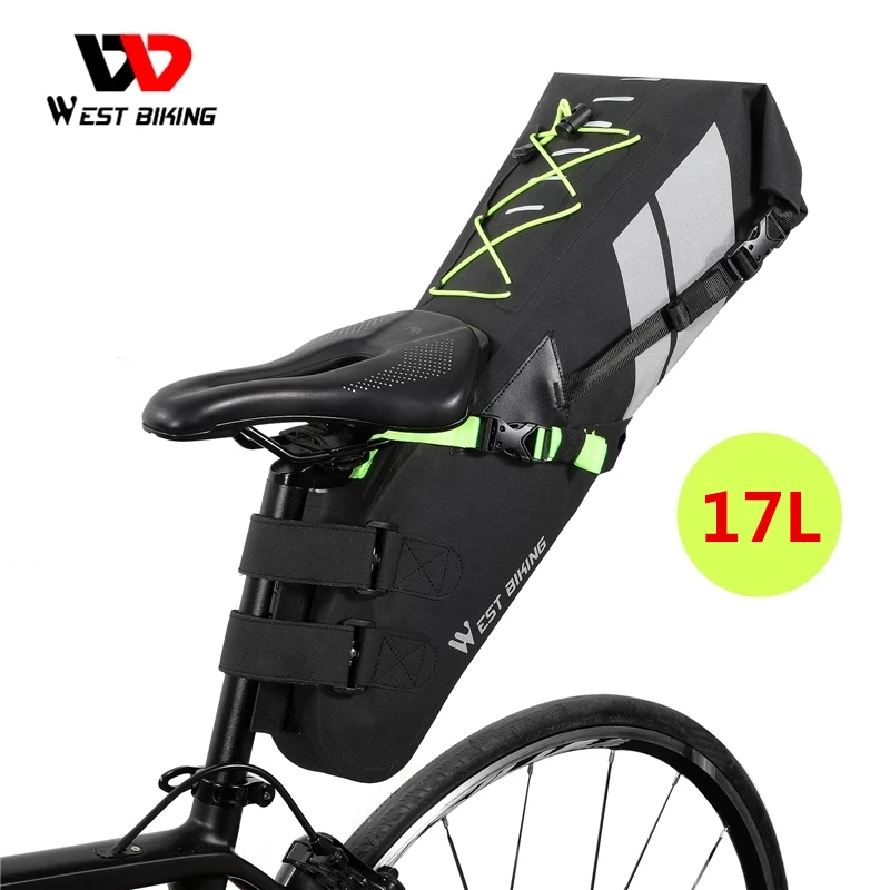 WEST BIKING Bike Bag Waterproof Reflective 17L Large Capacity Saddle Bag Foldable Cycling Tail Rear Bag MTB Bicycle Trunk Bags
WEST BIKING Bike Bag Waterproof Reflective 17L Large Capacity Saddle Bag Foldable Cycling Tail Rear Bag MTB Bicycle Trunk Bags