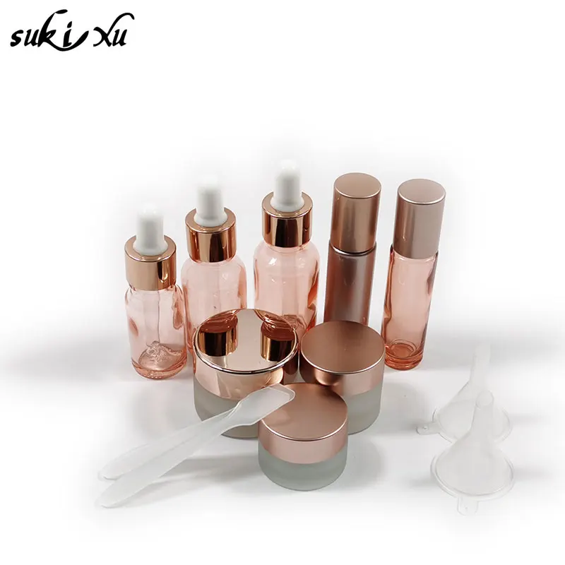 12pcs Skincare Set Refillable Glass Dropper/pipeite Bottle High-end Pinky for Oils/serum face/body/hand cream Jar Travel Set
12pcs Skincare Set Refillable Glass Dropper/pipeite Bottle High-end Pinky for Oils/serum face/body/hand cream Jar Travel Set