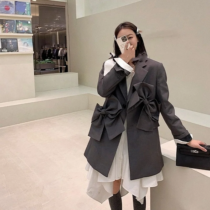 Removable Elegant Bow Suits Jackets Womens 2022 Autumn New Korean Style Female Solid High Street Fashion Loose Outerwear
Removable Elegant Bow Suits Jackets Womens 2022 Autumn New Korean Style Female Solid High Street Fashion Loose Outerwear