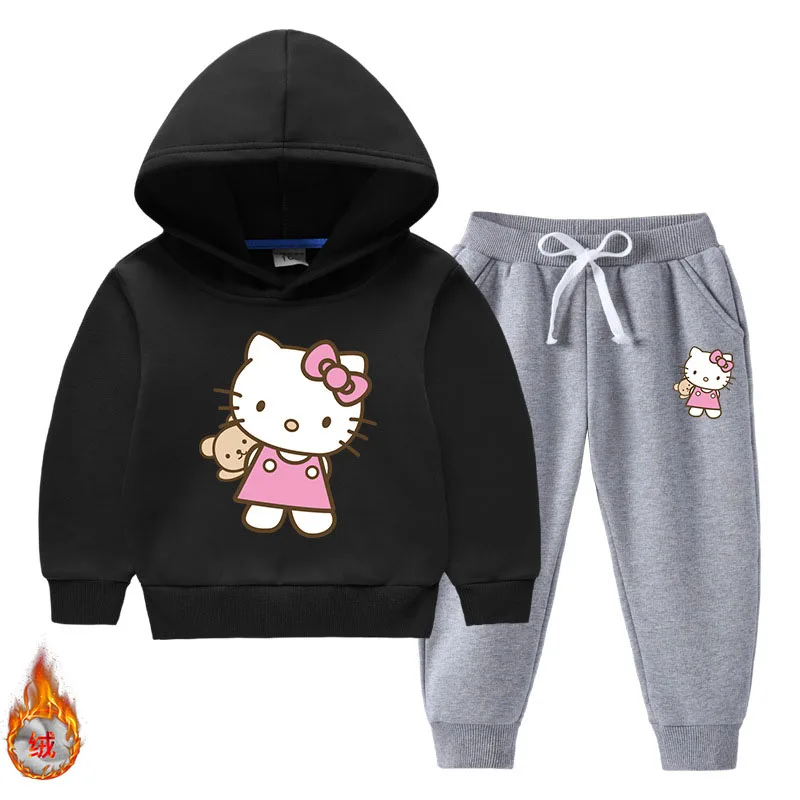 Hello Kitty children's Hoodie Sweater + Pants Autumn and Winter Suit Girls Plus Velvet Warm Sports and Leisure Children Clothing
Hello Kitty children's Hoodie Sweater + Pants Autumn and Winter Suit Girls Plus Velvet Warm Sports and Leisure Children Clothing