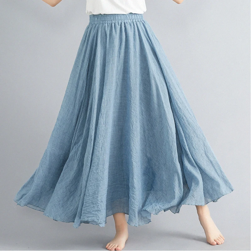 100% Cotton Linen Maxi Skirt Women Spring Summer Elastic Waist Vintage Solid Pleated Long Skirts Mori Girl Boho Beach Skirt
100% Cotton Linen Maxi Skirt Women Spring Summer Elastic Waist Vintage Solid Pleated Long Skirts Mori Girl Boho Beach Skirt