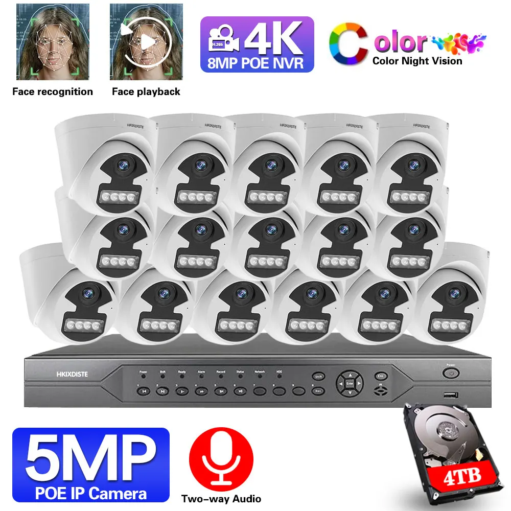 4K NVR 16CH Video Surveillance 5MP IP Camera Set Indoor Two Way Audio Home CCTV Security Camera System Kit 4K 8CH POE NVR XMEYE
4K NVR 16CH Video Surveillance 5MP IP Camera Set Indoor Two Way Audio Home CCTV Security Camera System Kit 4K 8CH POE NVR XMEYE