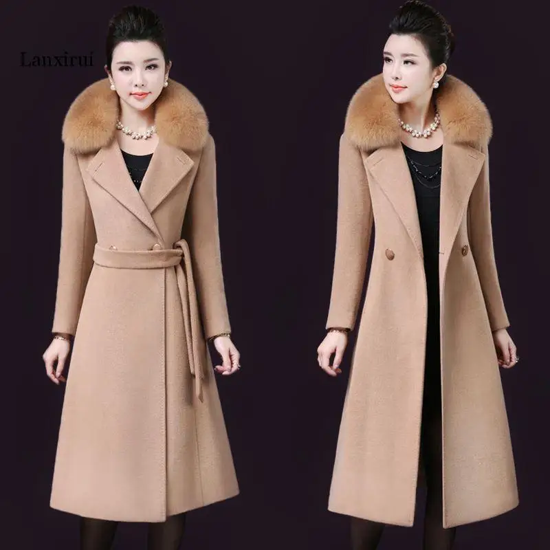 New Slim Women outerwear winter clothing fashion warm woolen blends coat female Belt elegant Double Breasted woolen coat
New Slim Women outerwear winter clothing fashion warm woolen blends coat female Belt elegant Double Breasted woolen coat
