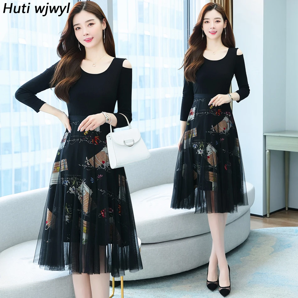 Black Print Mesh Off Shoulder Sexy Club Midi Dress Autumn Winter Korean Fashion Night Dress 2023 Women Elegant Bodycon Vestidos
Black Print Mesh Off Shoulder Sexy Club Midi Dress Autumn Winter Korean Fashion Night Dress 2023 Women Elegant Bodycon Vestidos