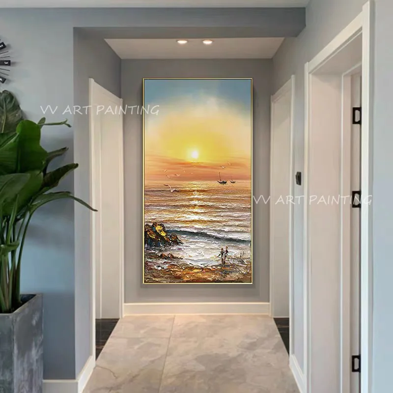 100% Handmade Large Size Ocean Seaside with Sunset Modern Abstract Thick oil painting large size picture abstract art no frame
100% Handmade Large Size Ocean Seaside with Sunset Modern Abstract Thick oil painting large size picture abstract art no frame