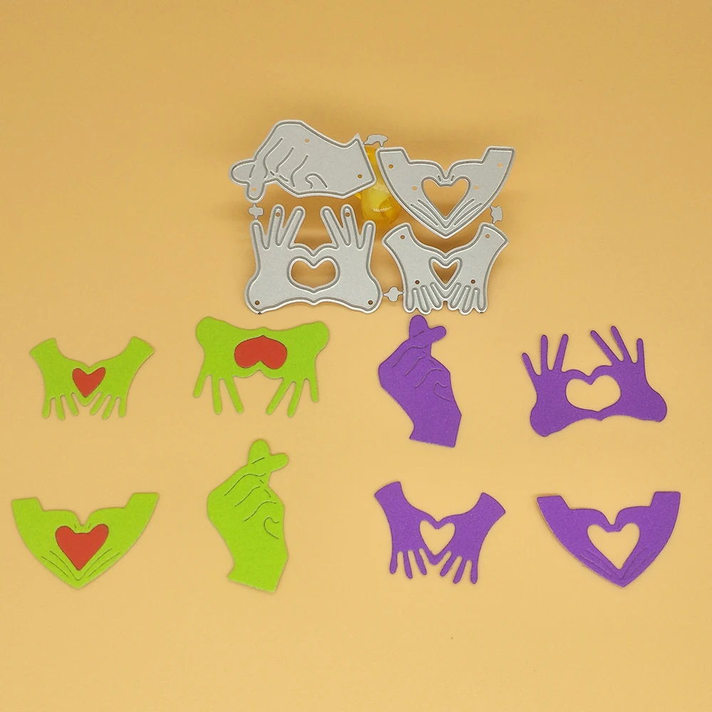 4 types of metal cutting die with heart gesture for DIY scrapbooking, card making, photo album decoration, embossing crafts
4 types of metal cutting die with heart gesture for DIY scrapbooking, card making, photo album decoration, embossing crafts