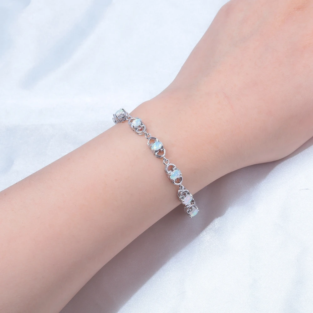 CiNily Created White Fire Opal Bracelets Silver Plated Oval Stone Chain Bracelet for Women Fashion Jewelry Gifts 7 1/2"-9 5/8"
CiNily Created White Fire Opal Bracelets Silver Plated Oval Stone Chain Bracelet for Women Fashion Jewelry Gifts 7 1/2"-9 5/8"