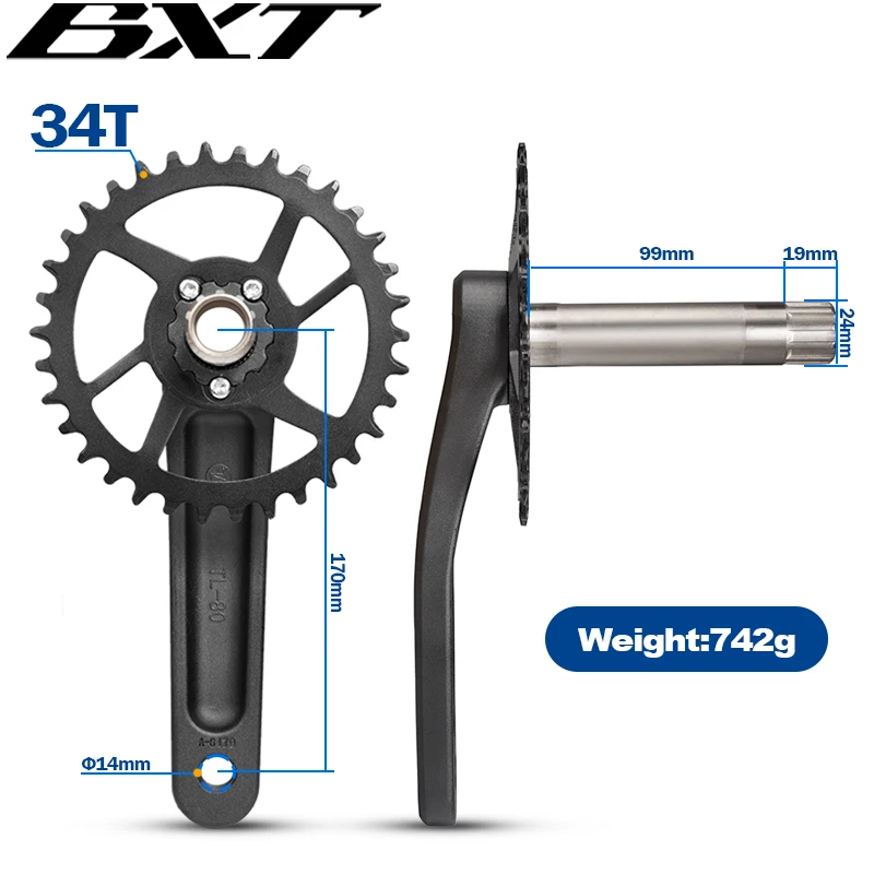Mountain Bicycle GXP Crankset, Narrow ChainWheel, High Strength, Aluminum Alloy, Sprocket, 170mm, 34T
Mountain Bicycle GXP Crankset, Narrow ChainWheel, High Strength, Aluminum Alloy, Sprocket, 170mm, 34T