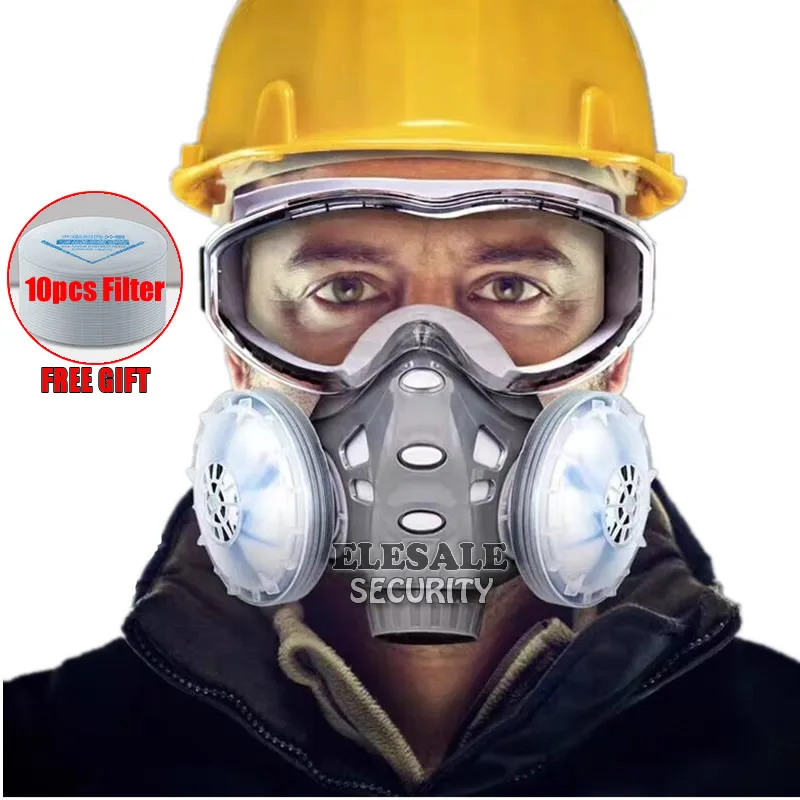 Dust Mask Respirator With Safety Glasses Dual Filters Full Face Mask Windproof For Carpenter Builder Polishing Dust-proof
Dust Mask Respirator With Safety Glasses Dual Filters Full Face Mask Windproof For Carpenter Builder Polishing Dust-proof