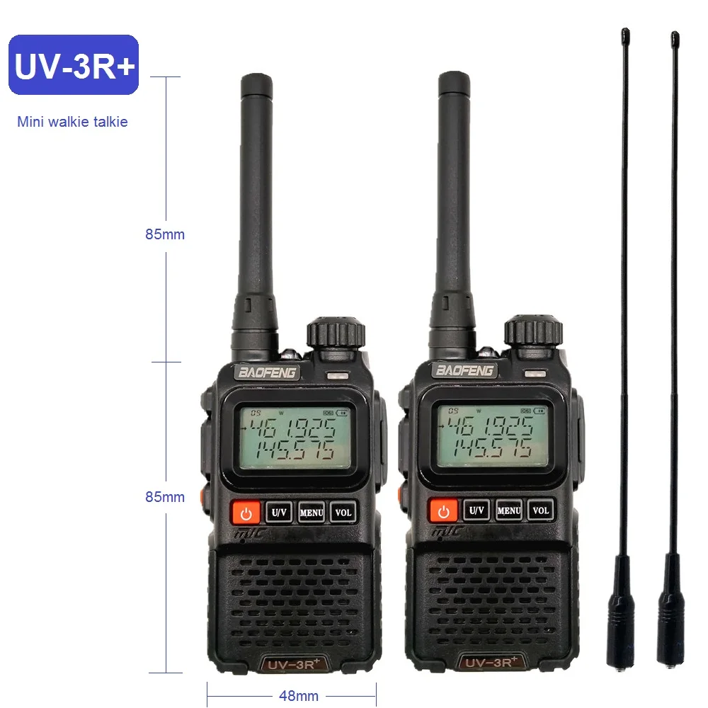 2PCS BAOFENG UV-3R PLUS Long Range Walkie Talkie Portable CB Radio Comunicador UHF VHF Ham Mini Radio Transmitter UV-3R+ Antenna
2PCS BAOFENG UV-3R PLUS Long Range Walkie Talkie Portable CB Radio Comunicador UHF VHF Ham Mini Radio Transmitter UV-3R+ Antenna