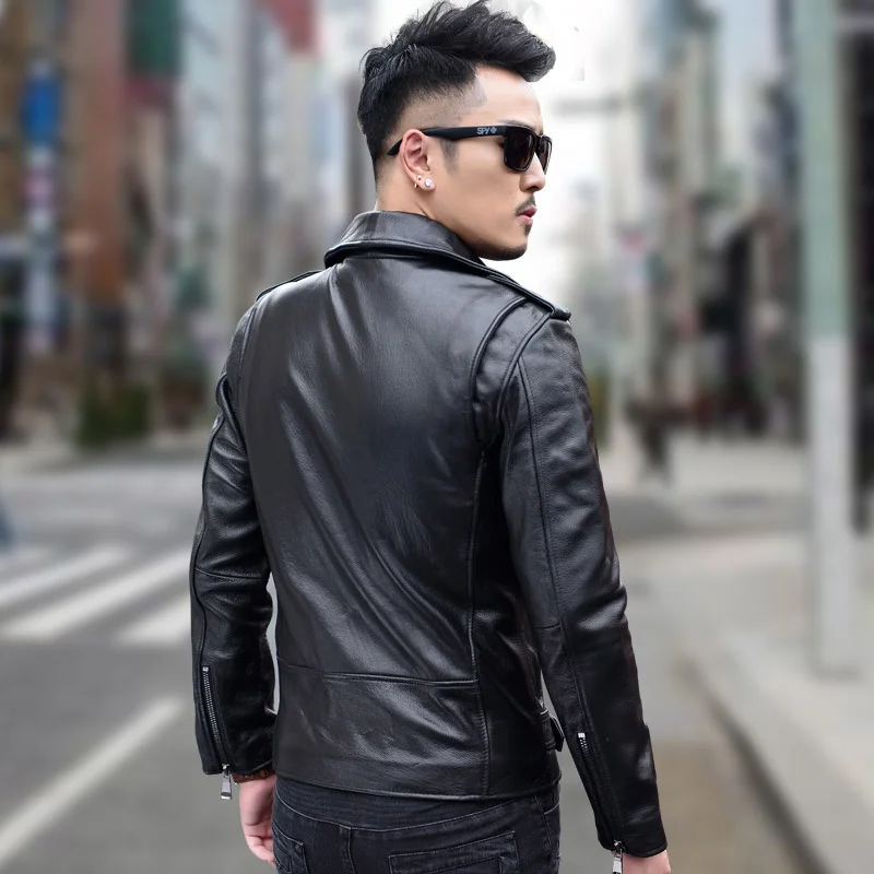Leather Genuine Mens Short Slim Biker Jacket Zipper Pockets Turn-Down Collars Natural Cowhide Streetwear Plus Cashmere Coat
Leather Genuine Mens Short Slim Biker Jacket Zipper Pockets Turn-Down Collars Natural Cowhide Streetwear Plus Cashmere Coat